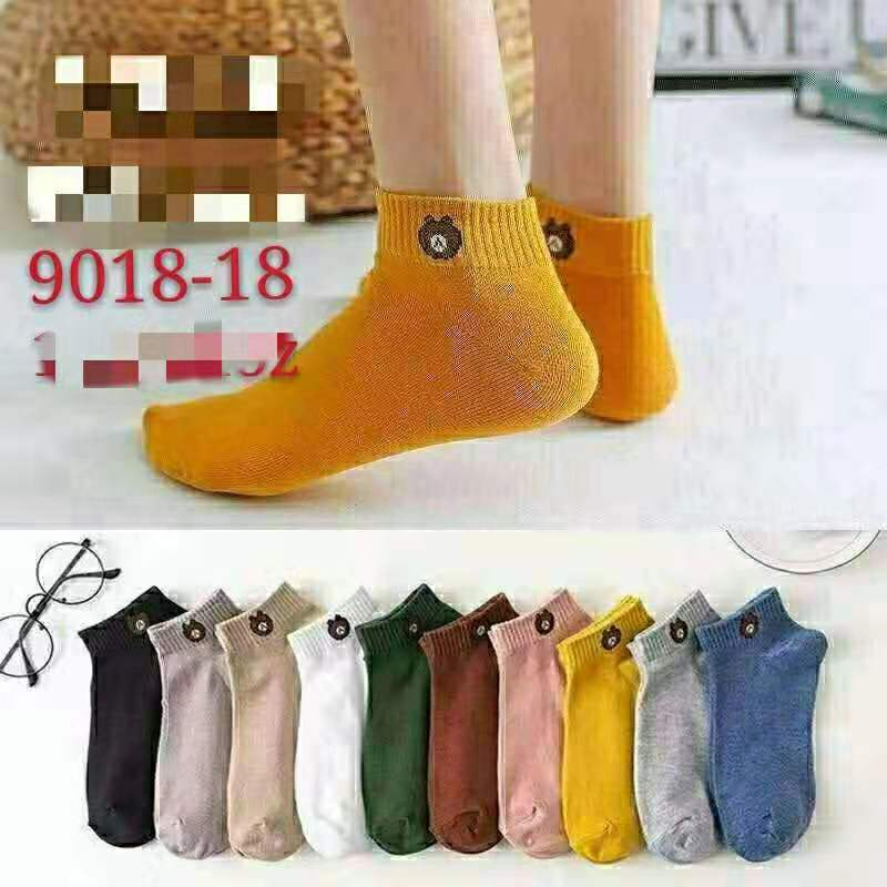 Kaos Kaki Fashion Unisex Motif Karakter Beruang Ankle Cute Short Socks Brown Wanita Pria Import Murah