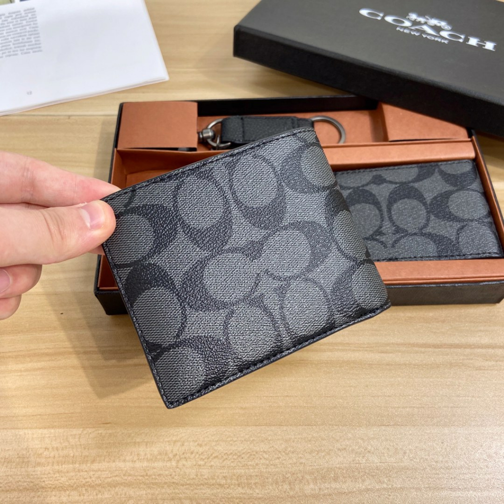 [Instant/Same Day] 31522    coach Men Short Wallet Melipat dompet  qianbao