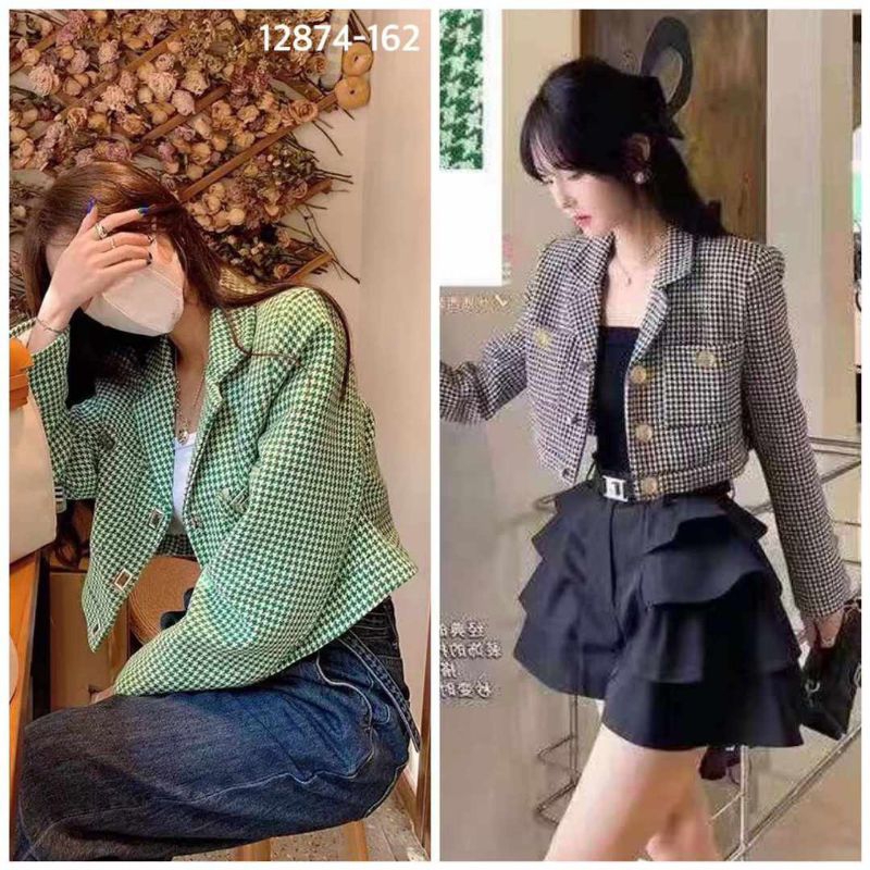 CROP BLAZER SERA TWEED HOUNDSTOOTH