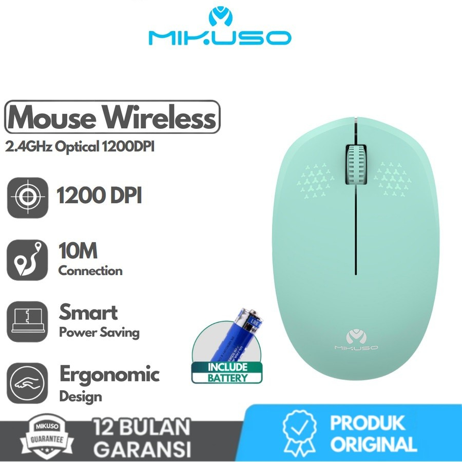 MIKUSO MOS-W080 Mouse Wireless USB 1200DPI 2.4Ghz Office Computer