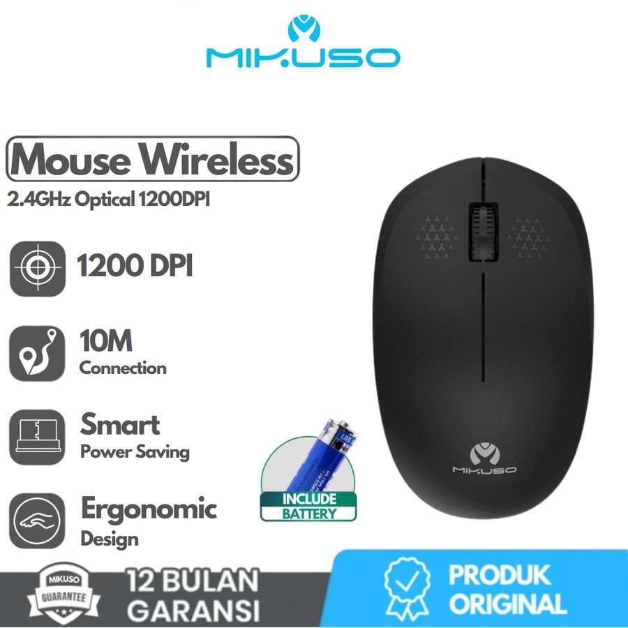 MIKUSO MOS-W080 Mouse Wireless USB 1200DPI 2.4Ghz Office Computer