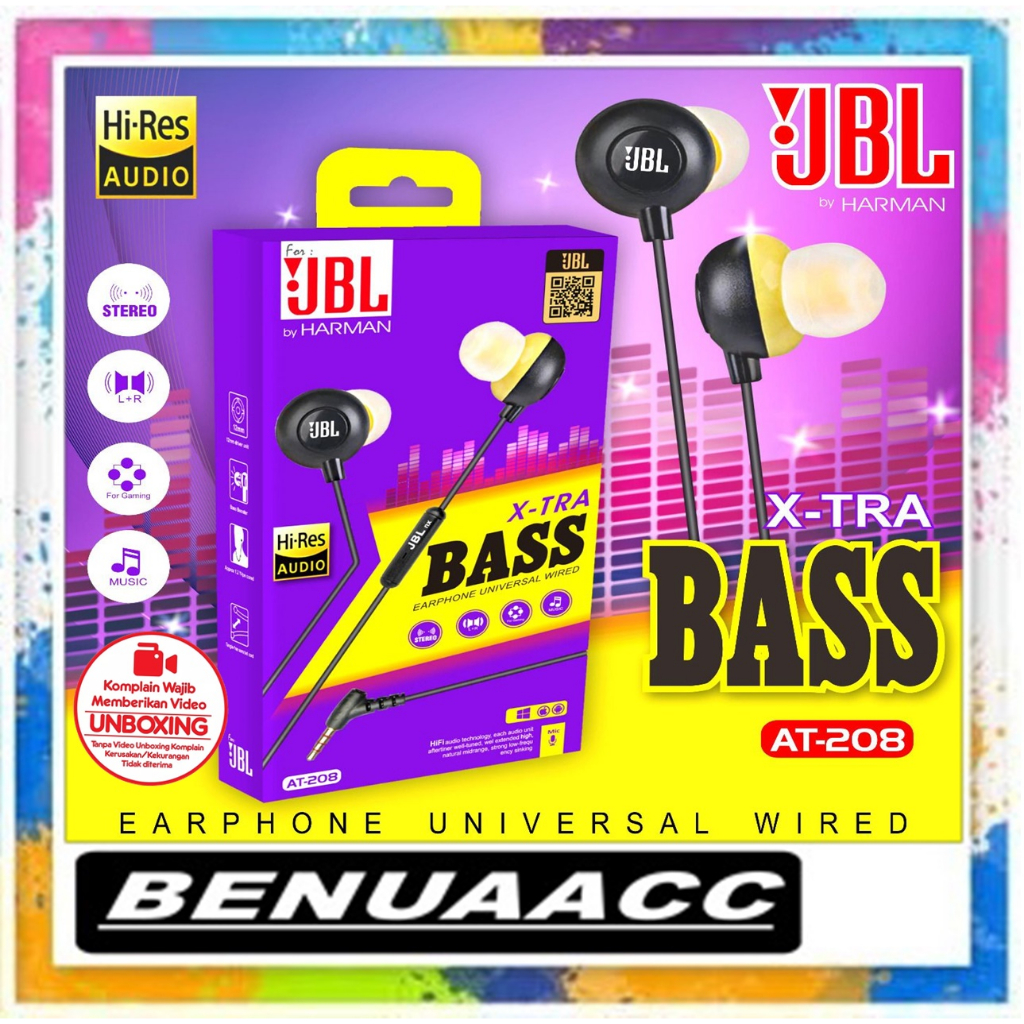 (ba) HF HEADSET JBL AT-208 X-TRA BASS PACKING IMPORT