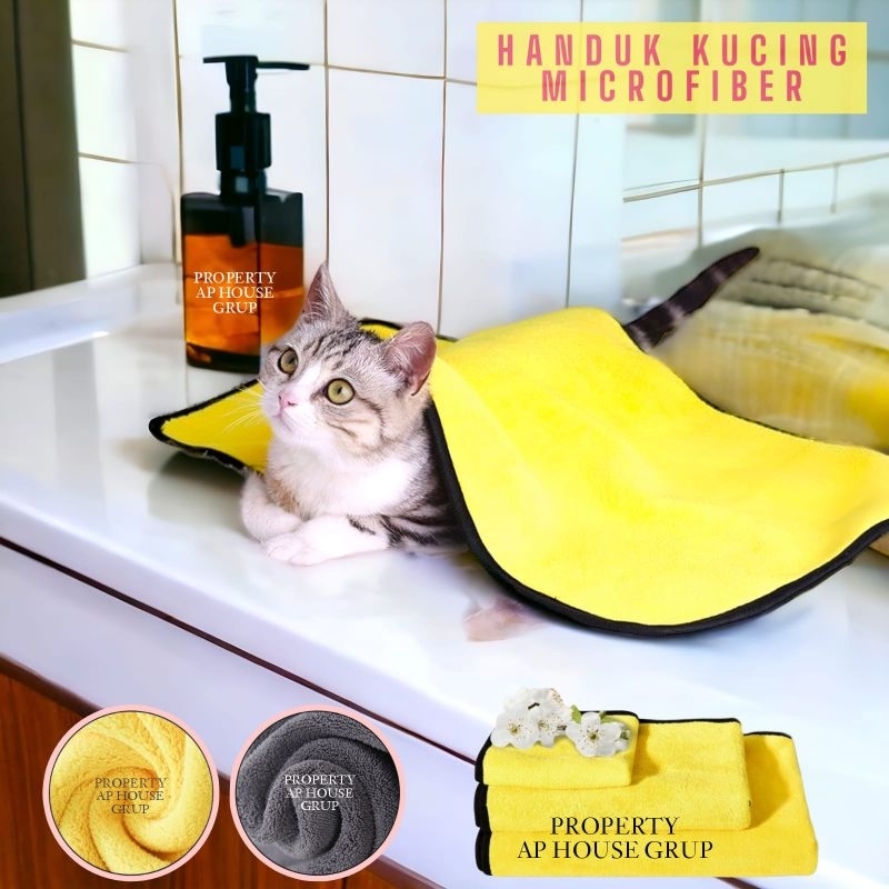 HANDUK GROOMING ABU KUNING 30x30