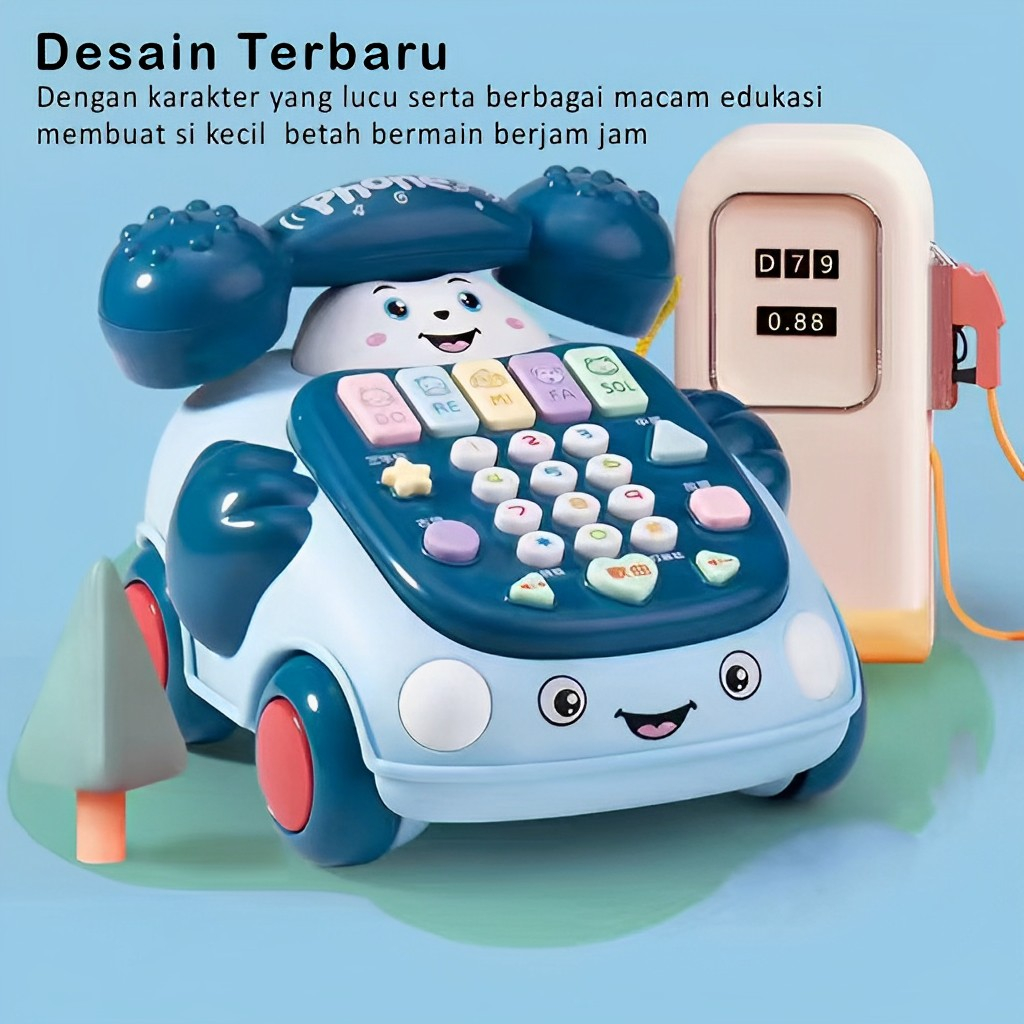 Car Phone Multifunctional Lamp &amp; Music | Mainan Telepon Anak Perempuan Lucu Mobil | Mainan Anak Cewek 2-3-4-5 Tahun