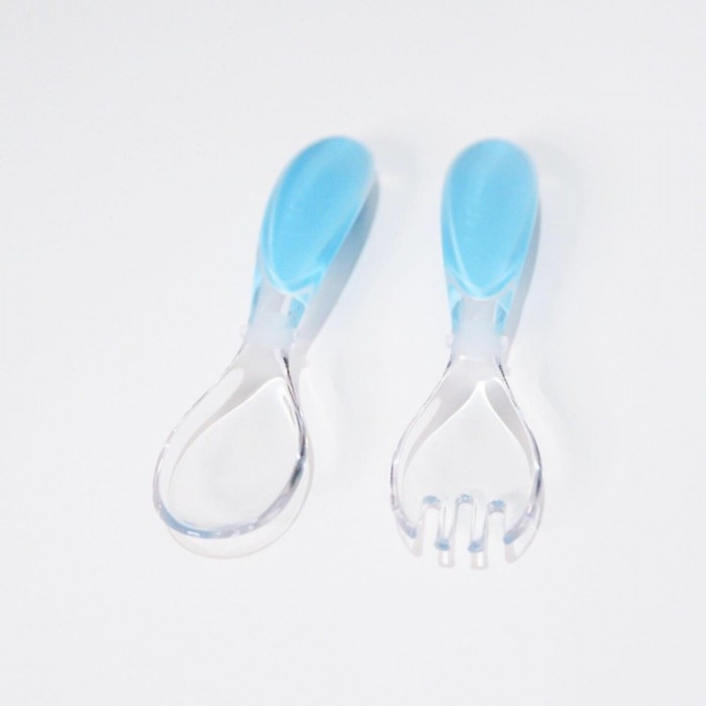 Nuby Tritan Fork And Spoon Sendok Makan Anak - Blue/Pink