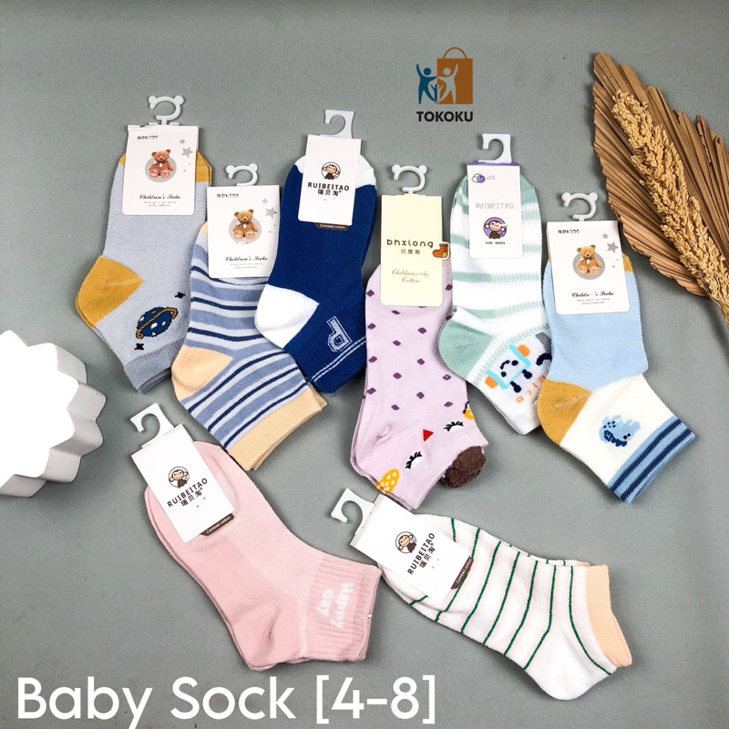 [5 PASANG] (4-8) Kaos Kaki Anak Lucu Kartun Kaus Kaki Bayi Baby Lucu Pria &amp; Wanita Kaoskaki Import