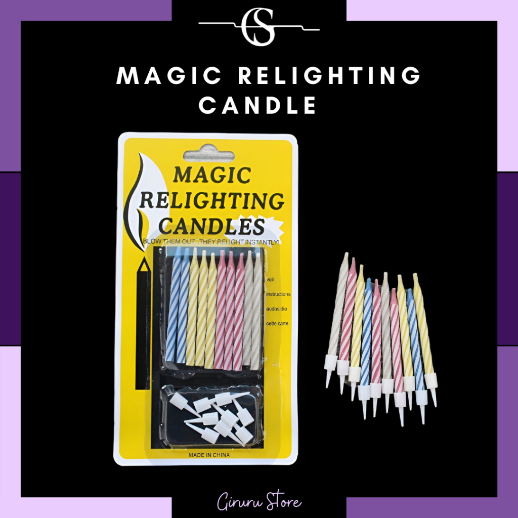 Lilin Ulang Tahun 10 Pcs / Magic Relighting Candle / Lilin Ajaib / Lilin Magic / Magic Candles Isi / Lilin Sulap Isi 10 Batang