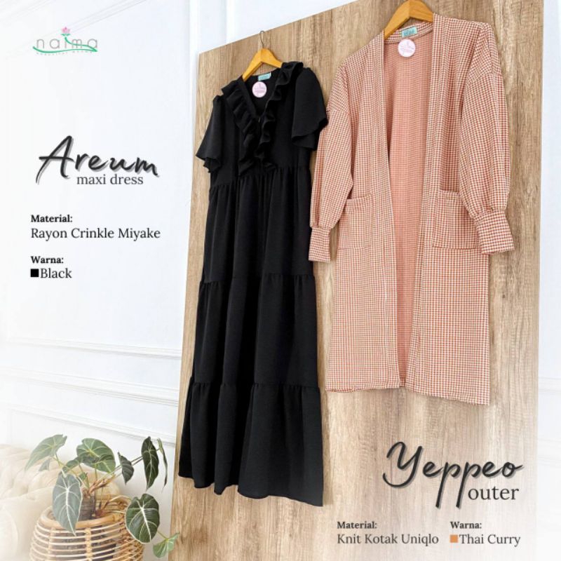 Areum Maxy Dress Rayon Crinkle Miyake by Naima