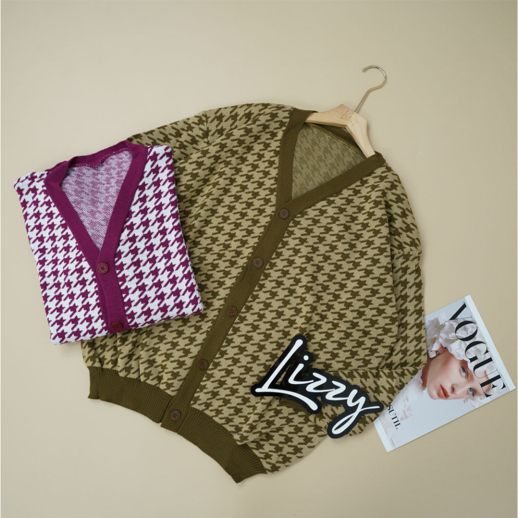 Lizzy - CARDI BUTTON HOUNDSTOOTH PREMIUM