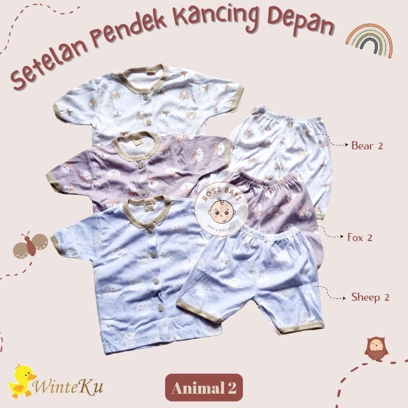 WINTEKU Setelan PENDEK Bayi Anak Kancing Depan Motif