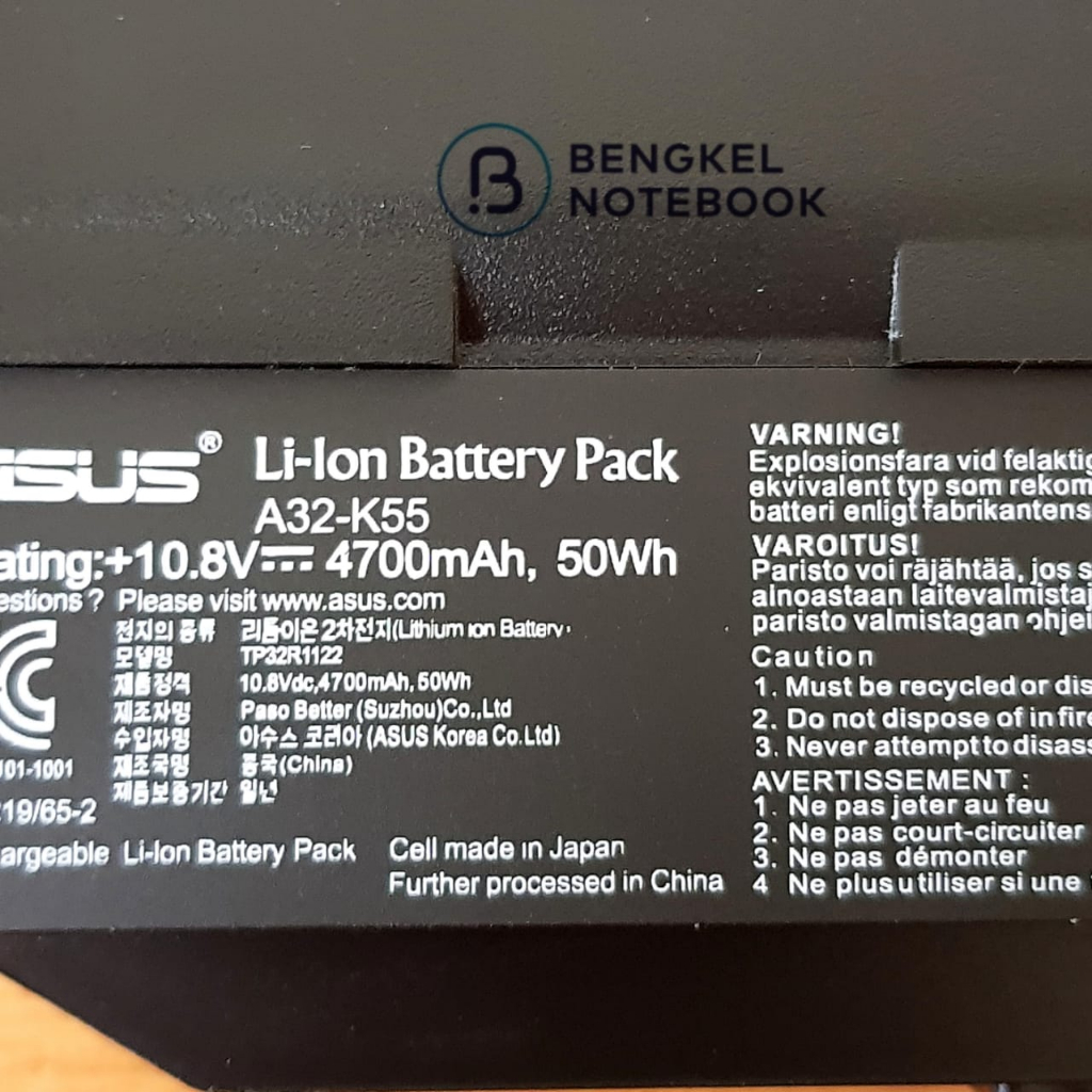 Baterai Asus K45 A32-K55 A33-K55 A41-K55 A45 A55 A75 K45 K55 K75 R400 R500 R700 U57 X45 X55 X75 X45 X45A X45C X45U X45V X45VD X55 X55A X55C X55U X55V X55VD X75 X75A X75V X75VD U57 U57A U57V U57VD U57VM K45V A45DR A45N A45V A45VD A45VJ ORIGINAL