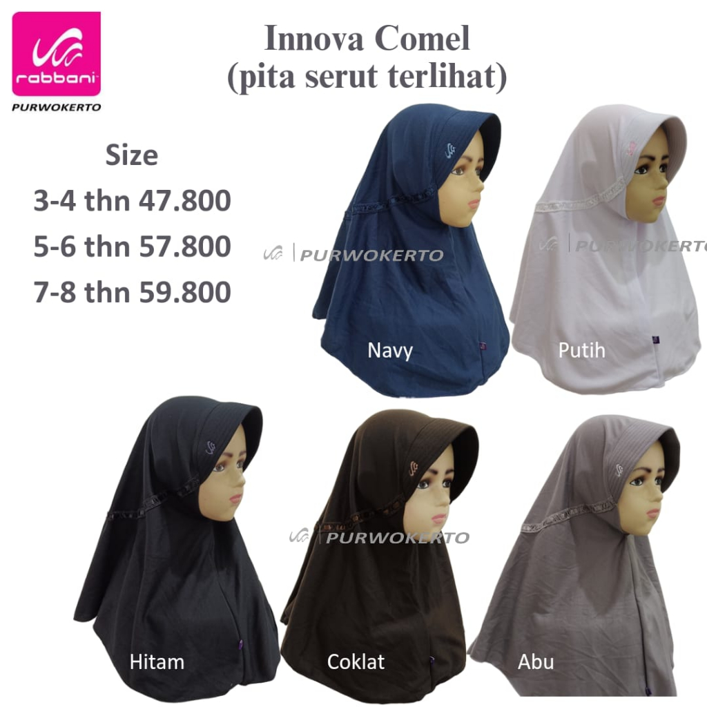 Kerudung Sekolah Instan Anak Bani Batuta Innova Comel pita serut terlihat