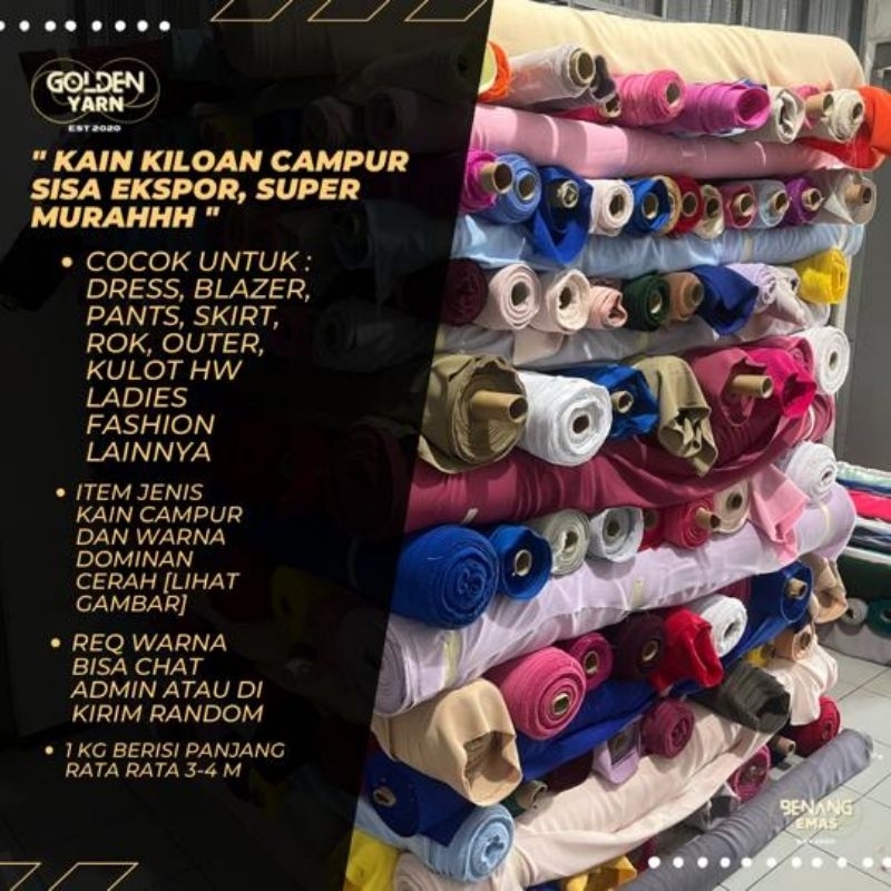 Kain Kiloan Katunpoli Stretch Halus Sisa Export | Kain Celana Kiloan Super Murah | Kain Blazer Murah