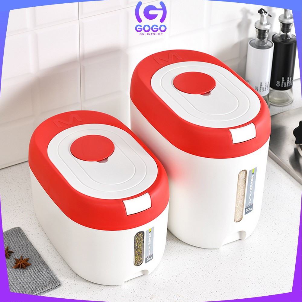 GOGO-C882 Dispenser Beras 5KG/10KG Free Gelas Takar Tempat Wadah Penyimpanan Beras Rice Bucket Anti Kutu / Rice Dispenser Kontainer Makanan Serbaguna