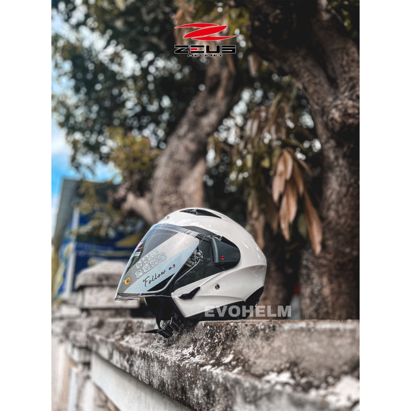 ZEUS ZS611 SOLID WHITE ORIGINAL HELM ZEUS 611 ZS 611 WHITE SOLID - HELM ZEUS 611 WHITE SOLID