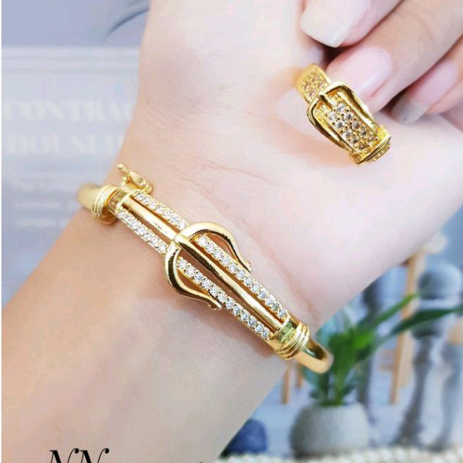 Xuping Gelang Set Cincin Gesper Gold Lapis Emas 18K 1506a2