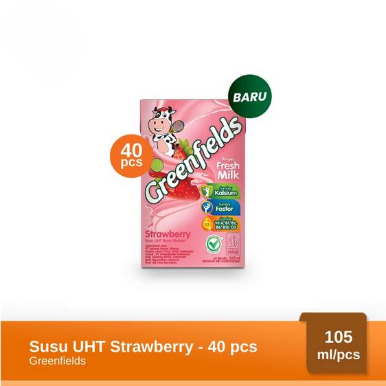 

GREENFIELDS STRAWBERRY MILK 40 × 105 ML SUSU UHT CAIR GREENFIELD STROBERI