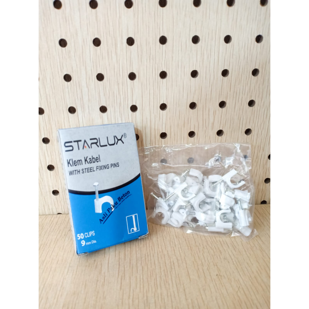 STARLUX Paku Beton Asli Klem Kabel 9mm isi 50 PCS