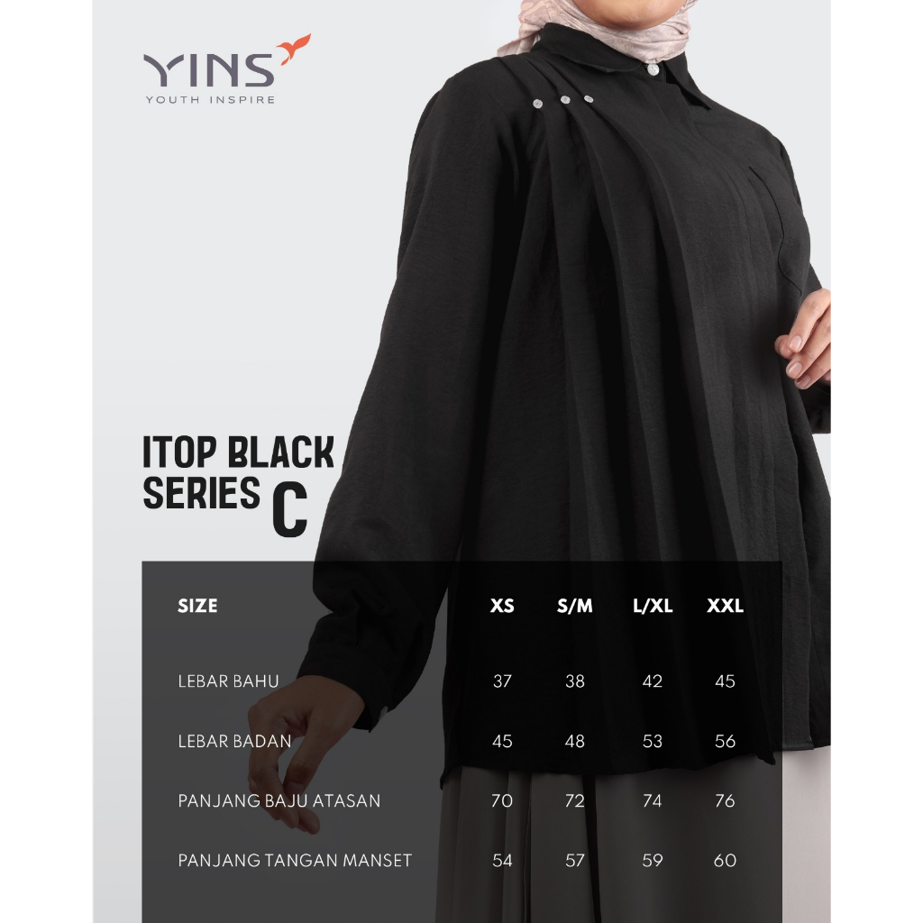 Inspire ITU BLACK SERIES Tunik Hitam Bahan Jasmine Airflow Dengan Varian Model Kekinian Muslim OOTD
