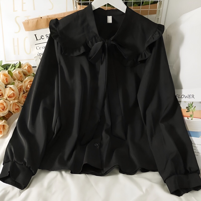 Zevana Blouse Ukuran S M L XL XXL XXXL XXXXL 2XL 3XL 4XL 2L 3L 4L 5L Kemeja Basic Jumbo - Baju Kerja - Kantor Korea