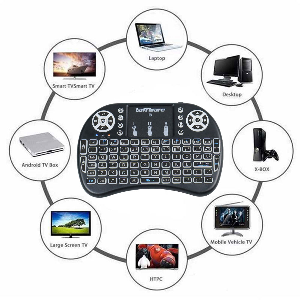 Air Mouse Wireless Mini Keyboard RGB 2.4GHz Touch Pad Remote Control Xbox 360 / PS3 Otras Consolas PCS Notebooks Tablets Smart TVS (2D/3D) Android TV Boxes