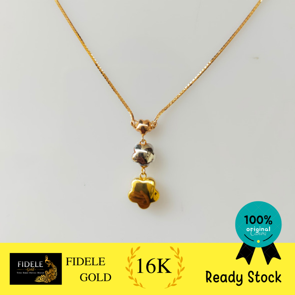 Kalung bunga tumpuk ubsgold kalung emas asli kadar tua 700