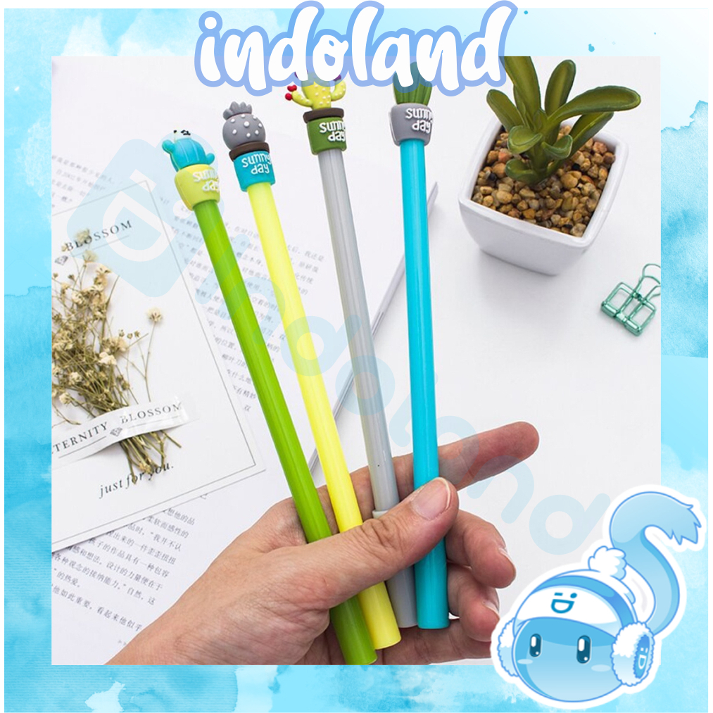 ☀ INDOLAND ☀  Pena Pot Kaktus Lucu Unit Termurah Pulpen Impor S077