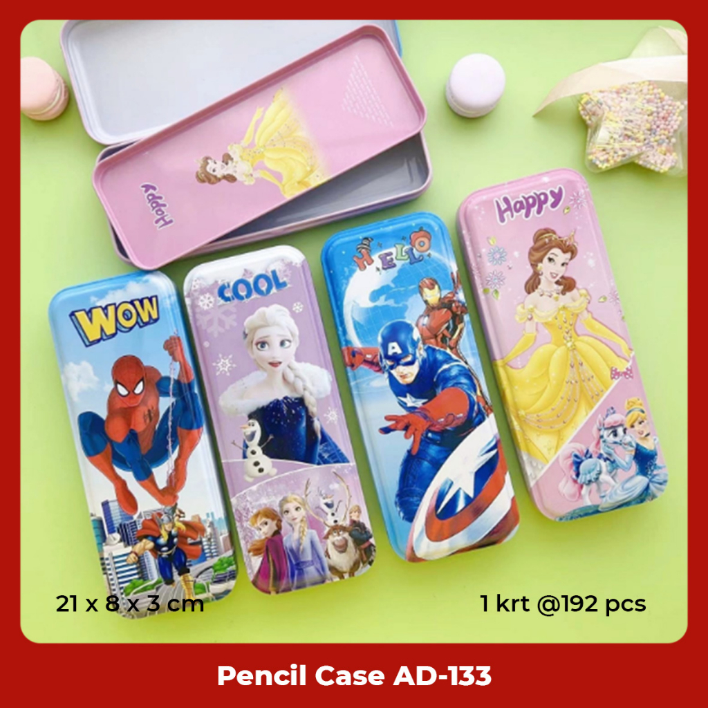 Tempat Pensil / Pencil Case / Kotak Pensil / Tepak Kaleng Fancy Karakter Motif Lucu AD-135 Cowok/Cewek