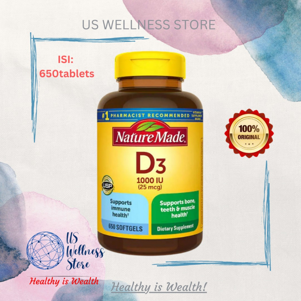 Nature Made vitamin d3 1000IU 650 softgels