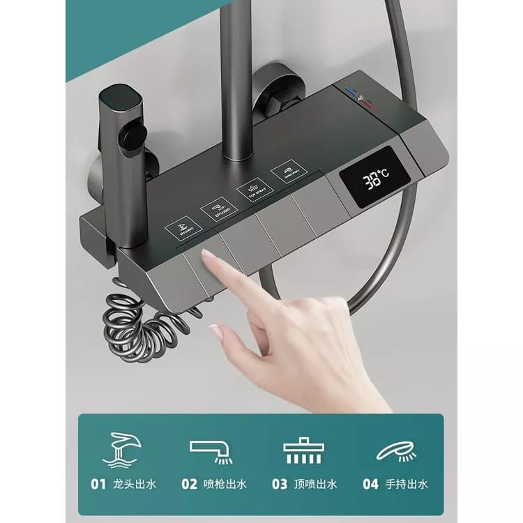 Shower Head Constant Temperature Shower Set Gray Piano Keys All Copper Rain All Shower Set Tiang Tekan Klasik Classic