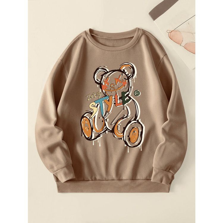 BEAR STYLE SWEATER || Sweater Crewneck Wanita Oversize Size M - XXL