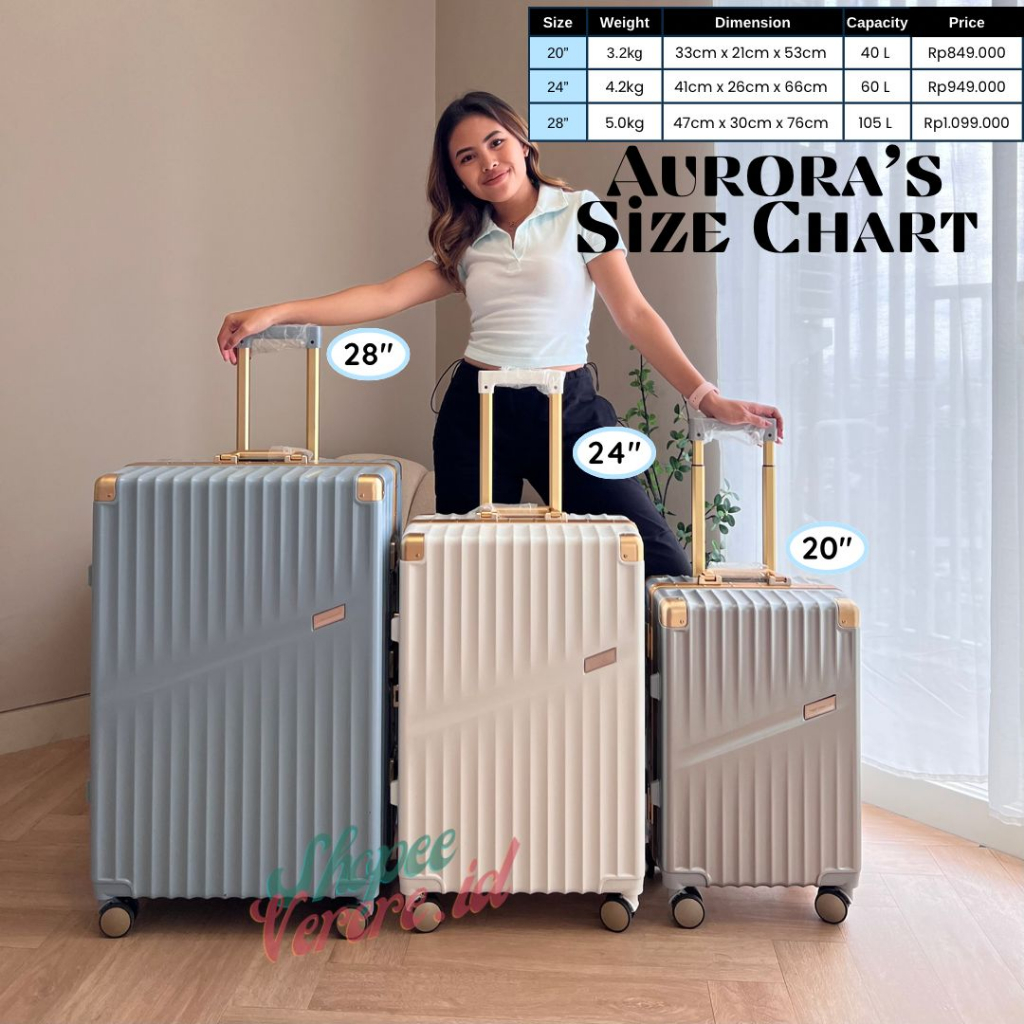 Koper Parkson AURORA Series 20 Inch Cabin Size 24 Inch Baggage Size  TSA Lock Frame Aluminium SuitCase Koper Anti Pecah