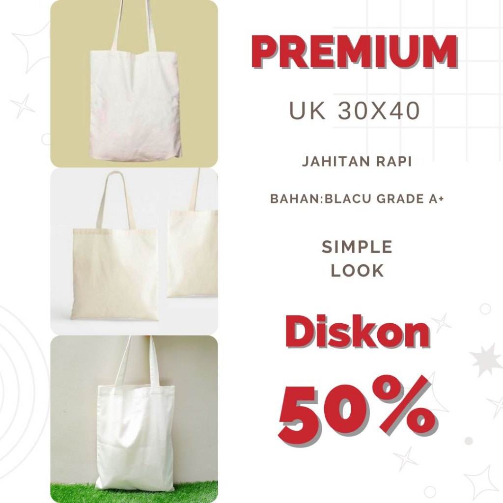 PREMIUM SIMPLE BAG TAS TOTEBAG BLACU POLOS PREMIUM ,TAS TOTEBAG WANITA DARI KAIN/ TOTEBAG KANVAS