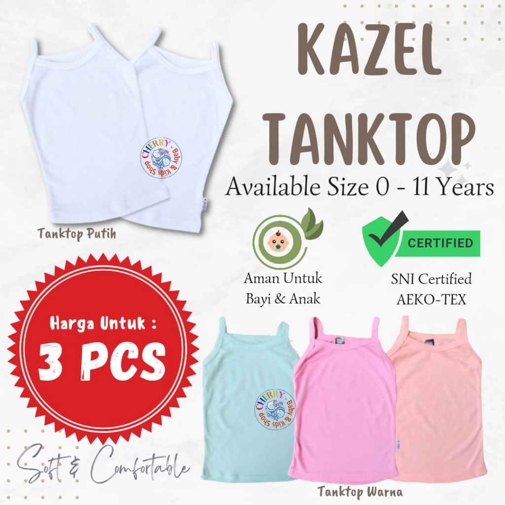 Kazel Tanktop 0-11 Tahun Tanktop Warna / Mini Anak Perempuan x Zebe CBKS Half