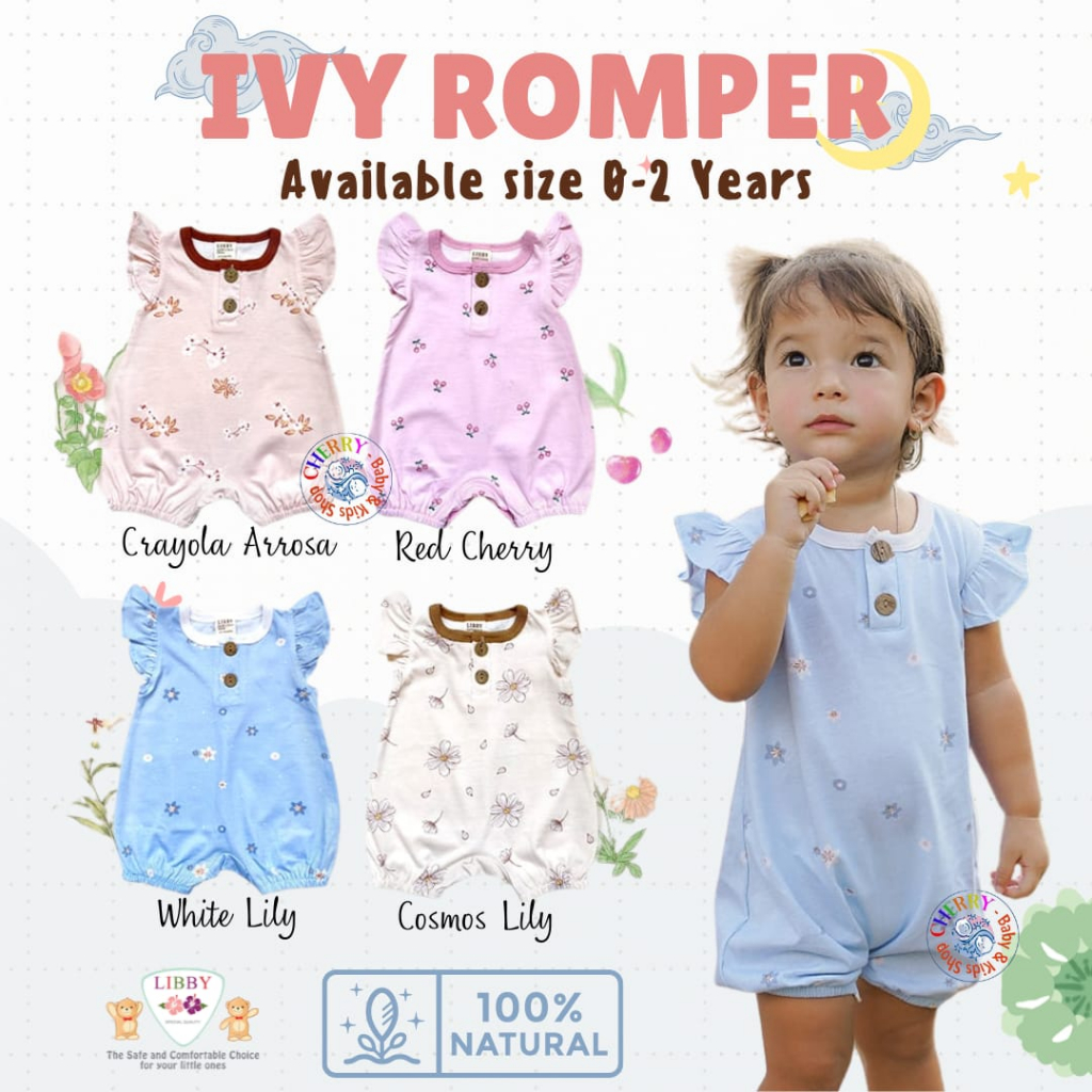 Libby Ivy Romper Ruffle 0-2 Tahun Puffy Jumper Cotton Earth Color Series Jumper Bayi Anak Perempuan V2 V3 CBKS