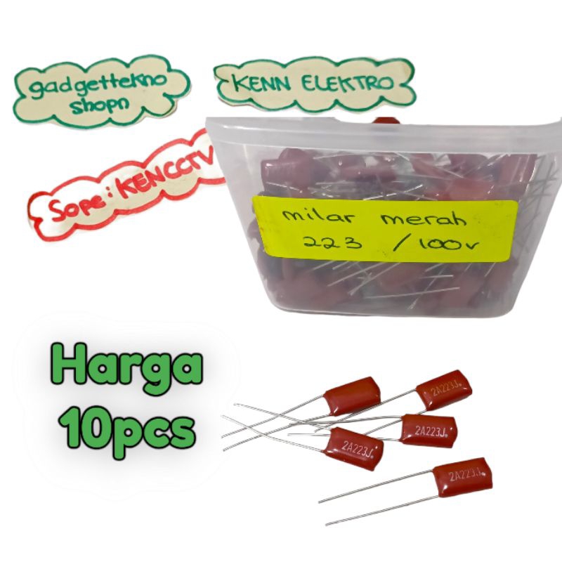 Milar 223j 100v merah Milar 223 100v merah (HARGA 10PCS)