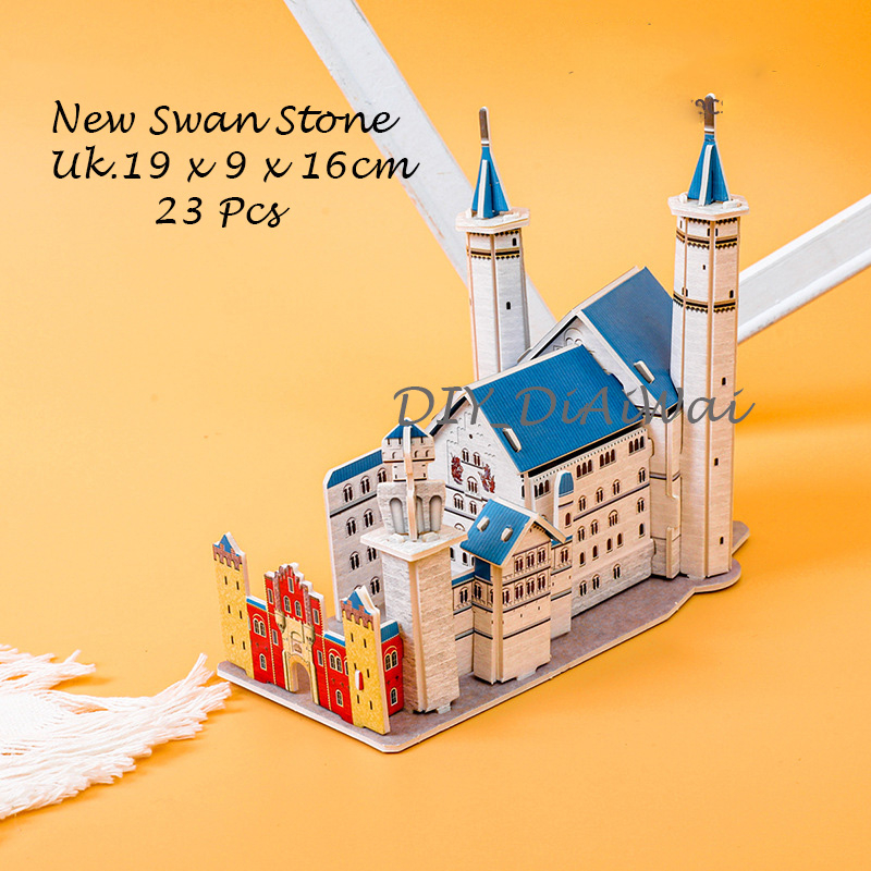 Puzzle 3D DIY bahan foam &amp; paper NEW SWAN STONE CASTLE mainan puzzle edukasi anak