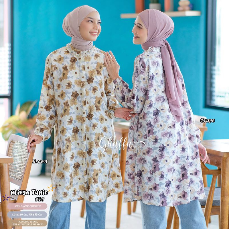 LIVYA TUNIK #18 BY GHAFFA THE LABEL / TUNIK CRINKLE MOTIF WANITA MUSLIMAH / Atasan LD 110