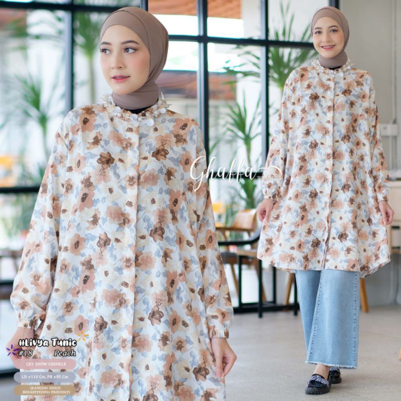 LIVYA TUNIK #18 BY GHAFFA THE LABEL / TUNIK CRINKLE MOTIF WANITA MUSLIMAH / Atasan LD 110