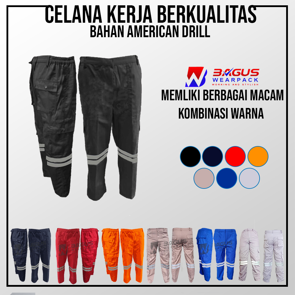 Celana Katelpak / Celana Kerja lapangan / Bahan American drill