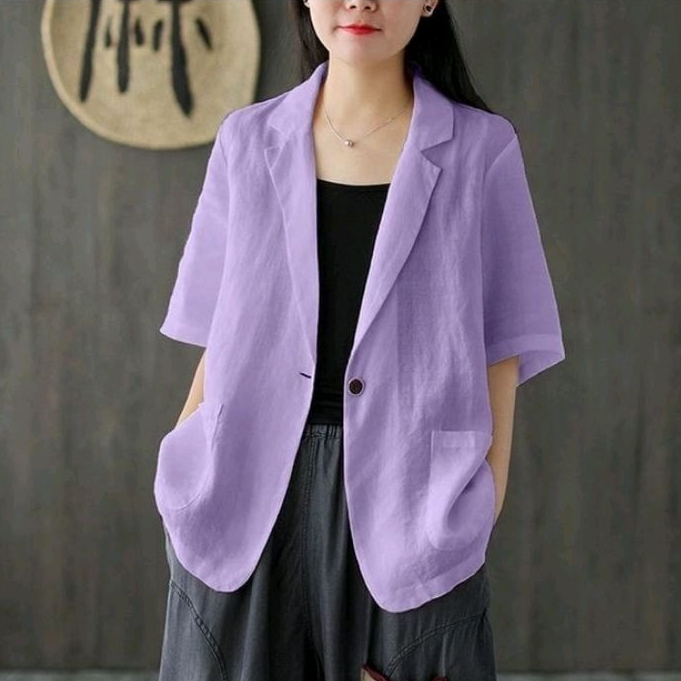 Nancy Narnia Blazer / Silvia Blazer Linen Atasan Kemeja Kerja Wanita Korean Style Outfit Office Ootd Work Shirt Kasual