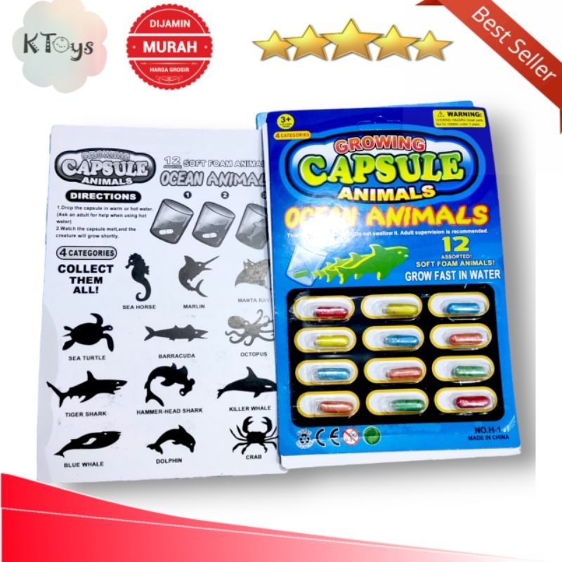 mainan anak kapsul rendam amazing capsule dinosaurus, zoo, sea animal, transport dan unicorn