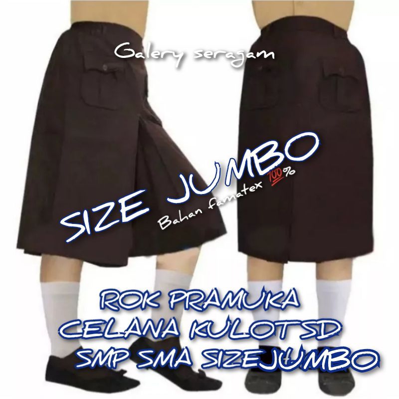 SIZE JUMBO ROK PRAMUKA CELANA KULOT PENDEK SD SMP SMA SIZE 14-15-16