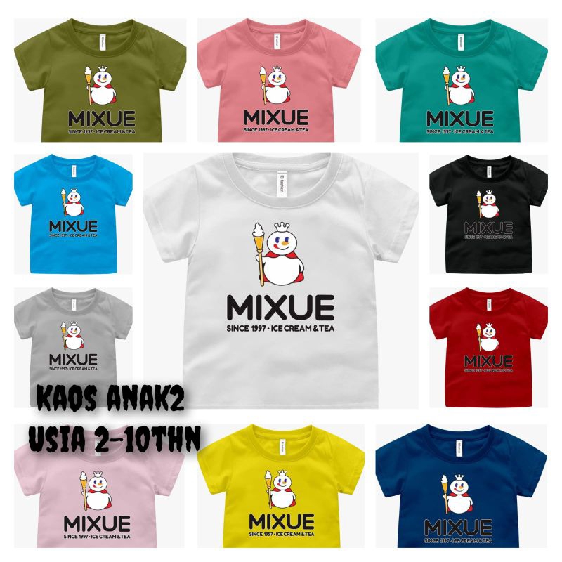 Kaoa Anak Mixue Baju Anak Mixue Atasan Anak Mixue umur 1 sampai 12 tahun