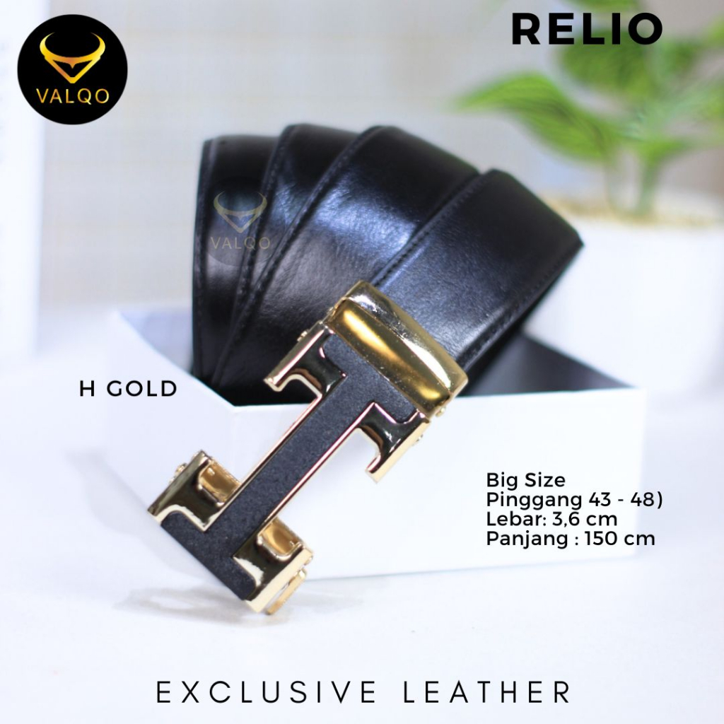 [VALQO] RELIO GESPER H 150 CM Hitam Ikat Pinggang kulit sapi Rel Sabuk Cowok Pria Ukuran Big Size