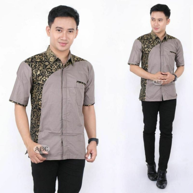 Baju Seragam Kombinasi Batik Pria lengan pendek | Seragam Kerja | Seragam Officeboy | Seragam Waiters