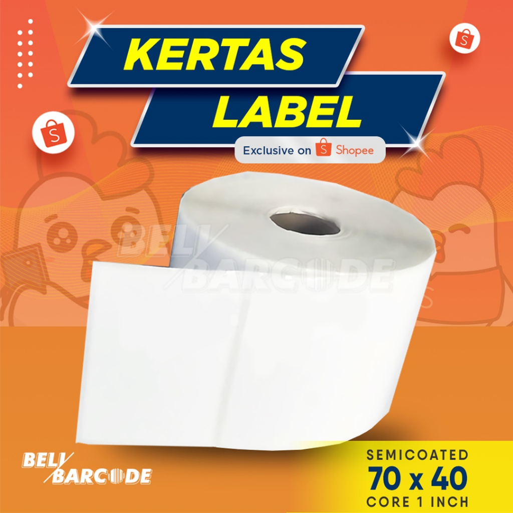 Stiker Label Semicoated 70 x 40 mm 1 Line isi 1.000 Pcs Cetak Resi