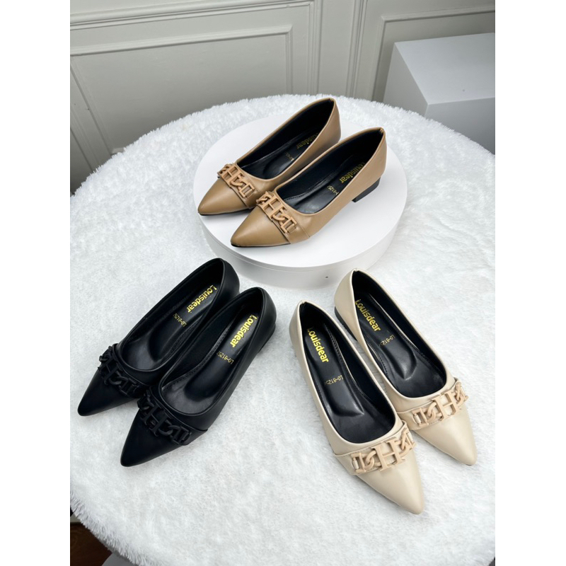 sepatu  flat shoes wanita kekinian terbaru Louisdear B153 bahan satin heel 3 cm