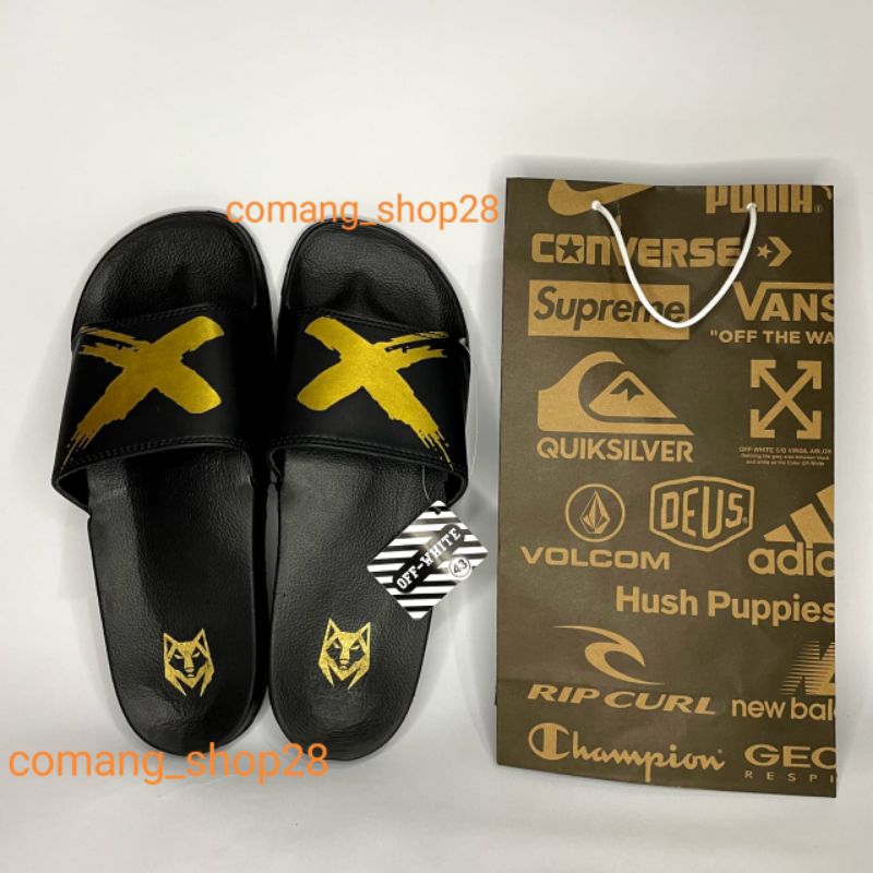 sandal sendal slop selop pria terbaru maxslide hitam x gold