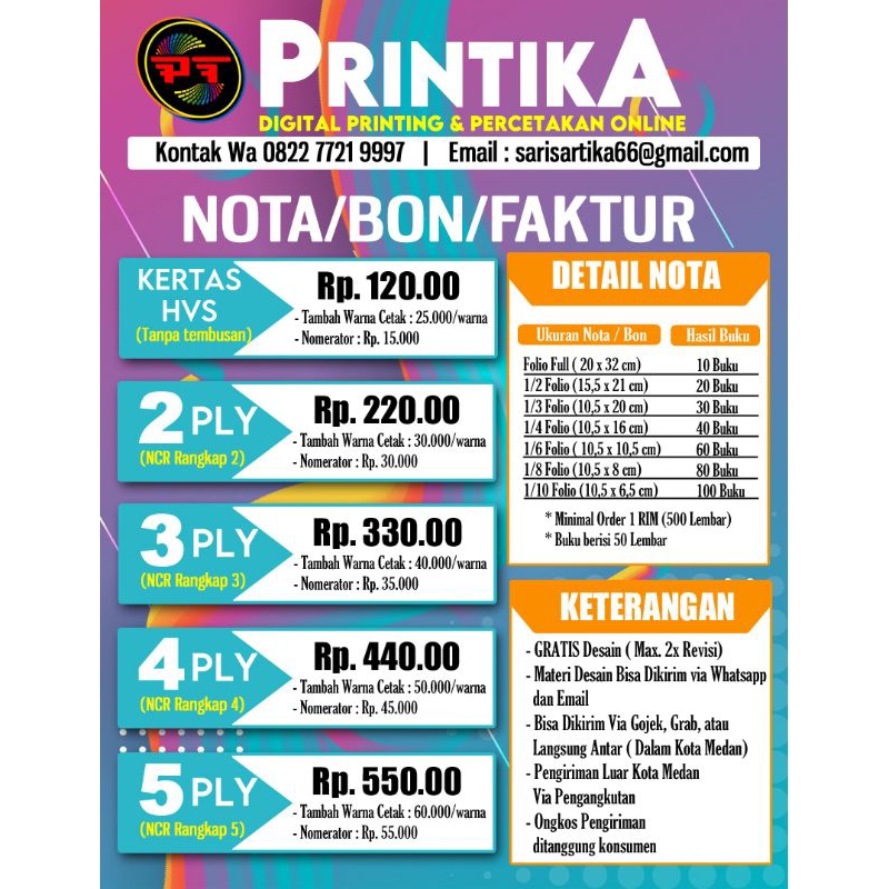 

NOTA BON FAKTUR 1Ply, 2Ply, 3Ply